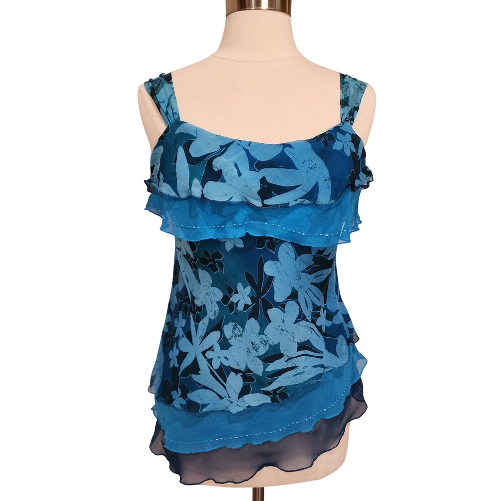 Vintage Separates by NYC Design Silk Cami Tank Top Floral Y2K size Medium